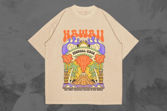 Retro Hawaii Tropical T-shirt Design Review